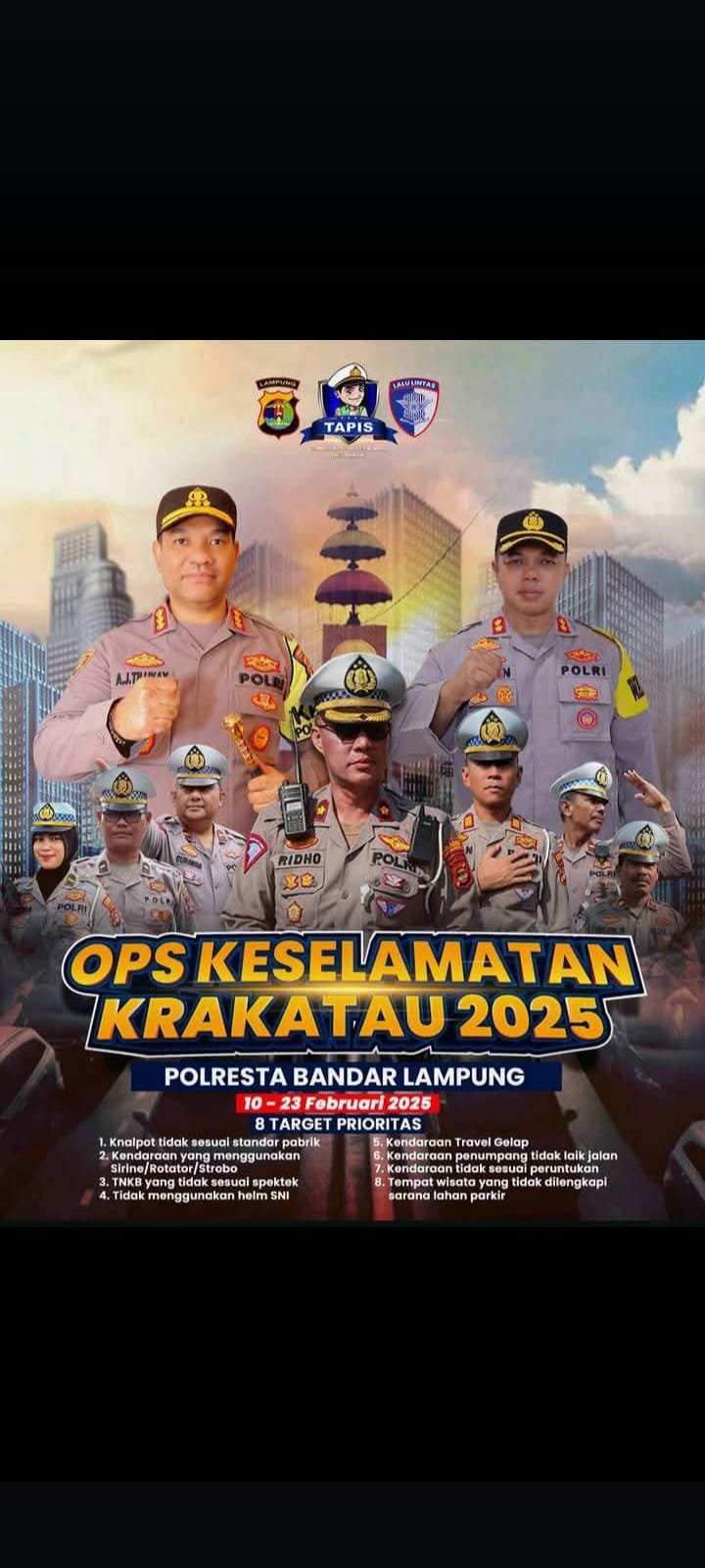 POLRESTA BANDAR LAMPUNG GELAR OPERASI KESELAMATAN KRAKATAU 2025