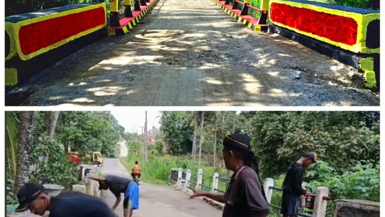 Warga Merbau Mataram Perbaiki Jembatan Rusak Dengan Dana Pribadi