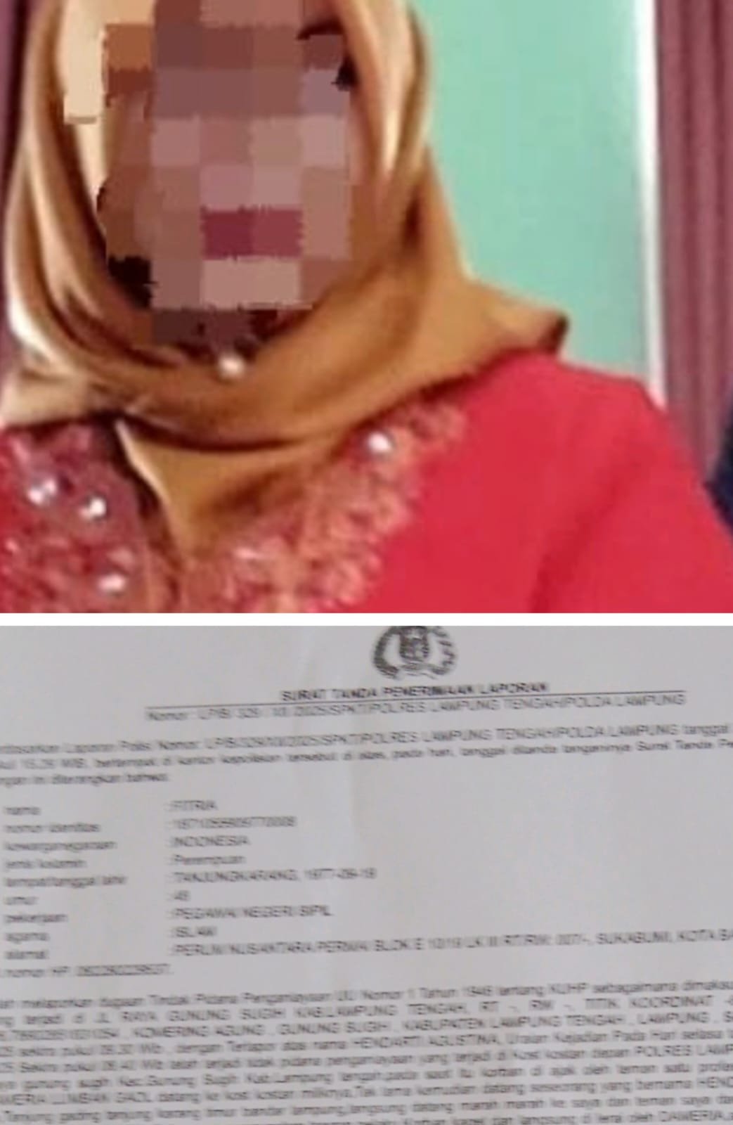 Guru SMPN 1 Gunung Sugih Dilaporkan ke Polisi atas Dugaan Penganiayaan Rekan Sejawat