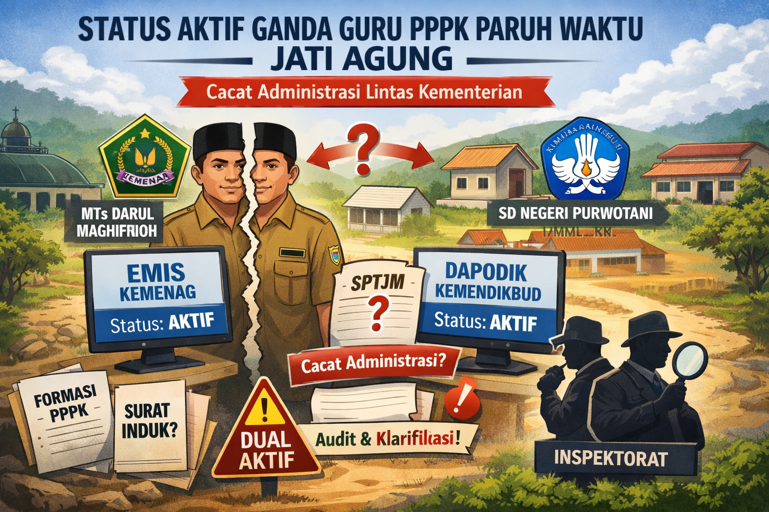 Data Dapodik Ungkap Status Aktif Ganda Guru PPPK Paruh Waktu di Jati Agung