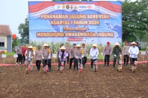 Kapolda Lampung Pimpin Penanaman Jagung Serentak di Pesawaran