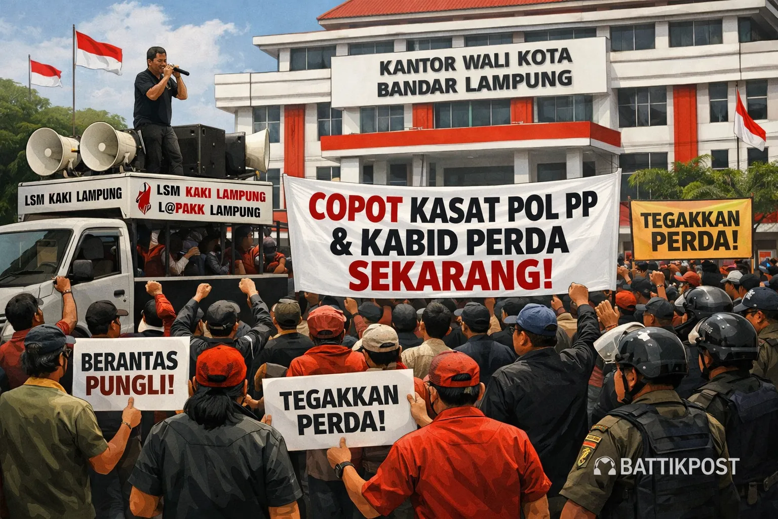 Dua LSM Demo di Kantor Wali Kota Bandar Lampung, Tuntut Copot Kasatpol PP