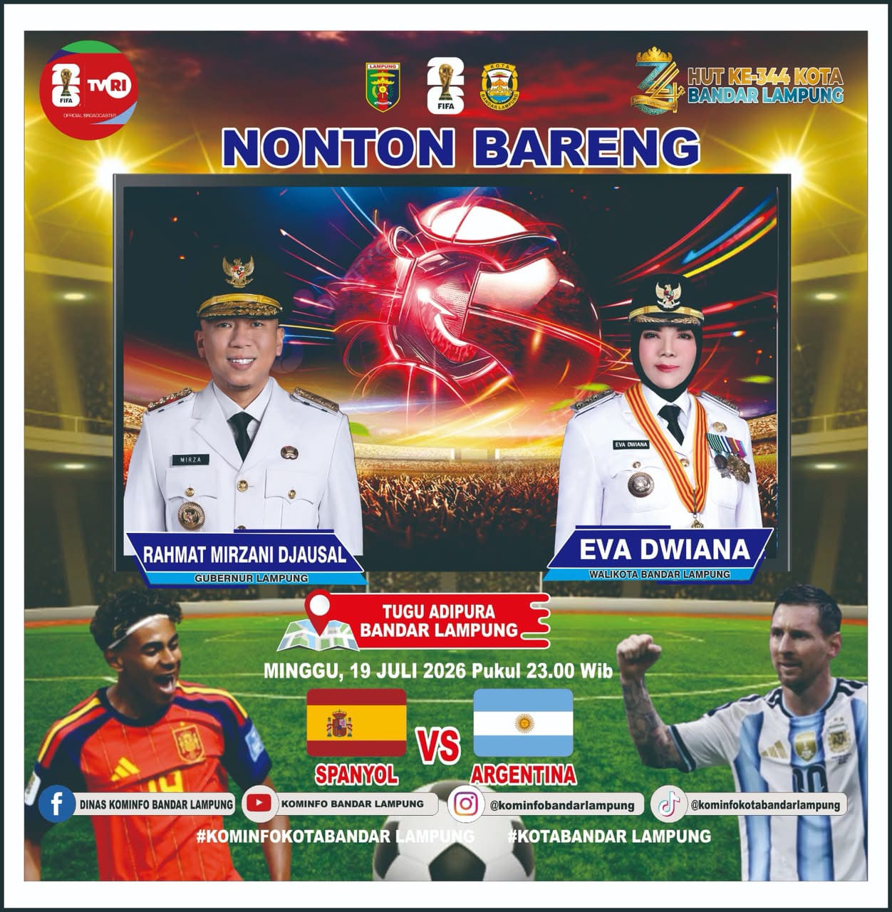 Wali Kota Eva Dwiana Ajak Warga Nobar Final Piala Dunia 2026
