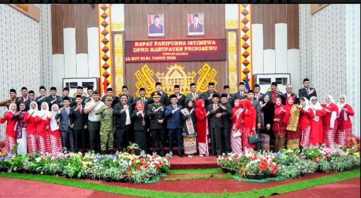 Bupati Pringsewu Hadiri Paripurna Istimewa HUT ke-81 RI