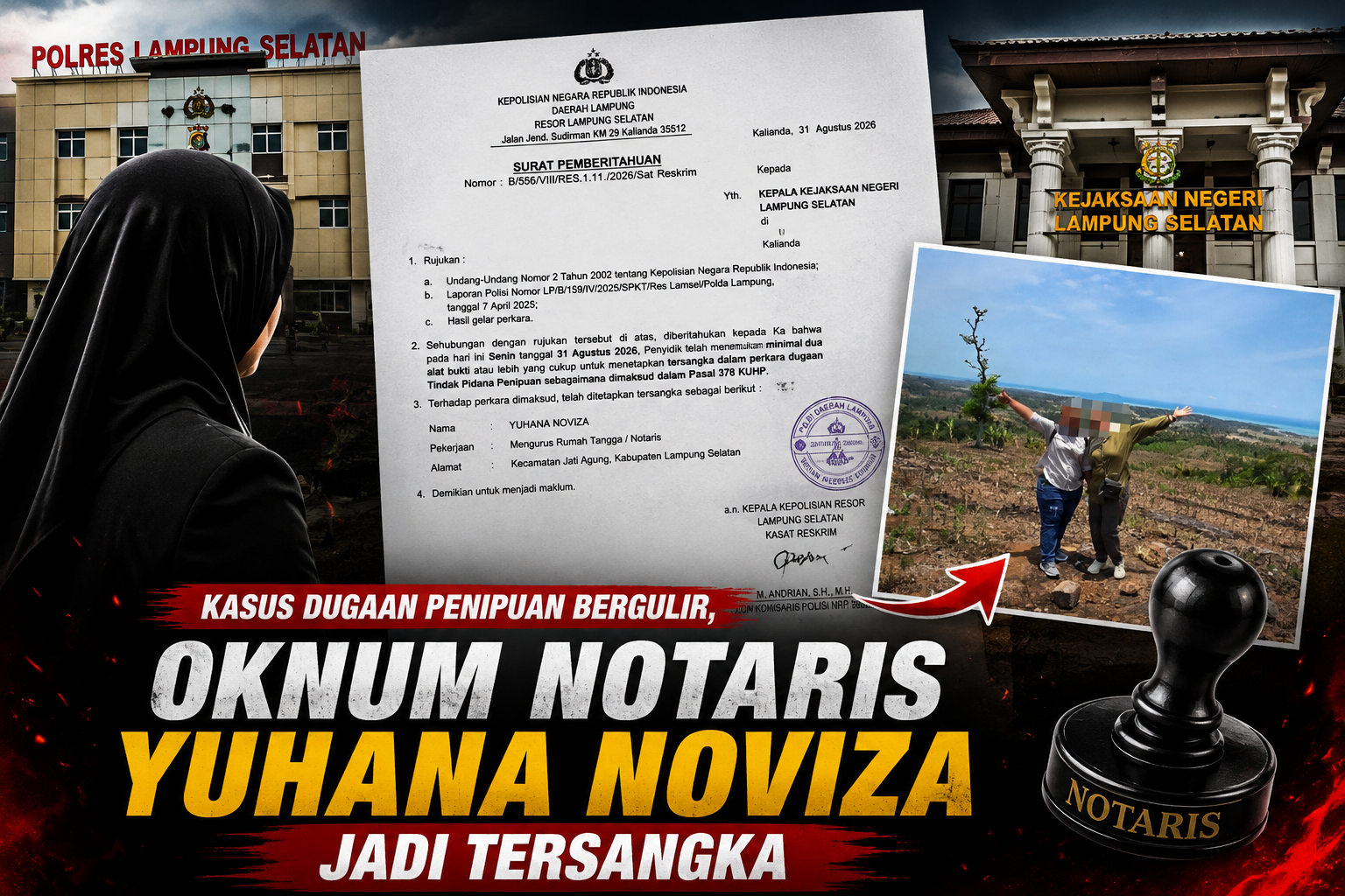 Oknum Notaris Lampung Selatan Jadi Tersangka Dugaan Penipuan